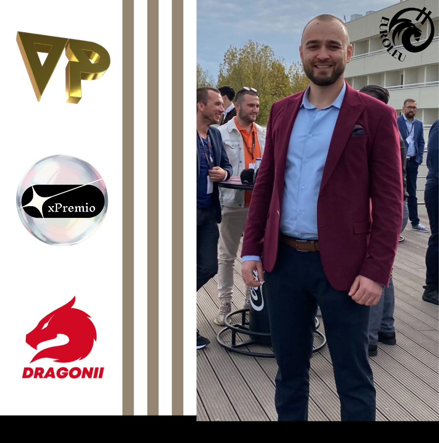 George Cosmin Burlacu alaturi de logourile celor 3 firme pentru care este cel mai cunoscut pe piata autohtona de business dn Romania